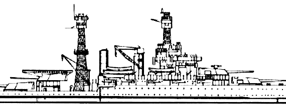 Combat ship USS BB-46 Maryland 1941 [Battleship] - drawings, dimensions, figures